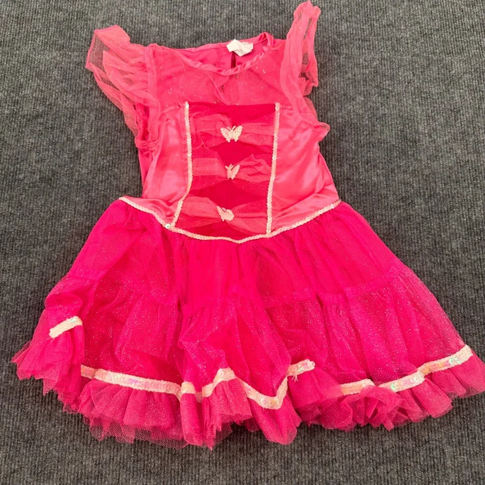 Halloween Butterfly Kisses Costume Girl Small 4-6 3pc Dress Wings Pink Modern